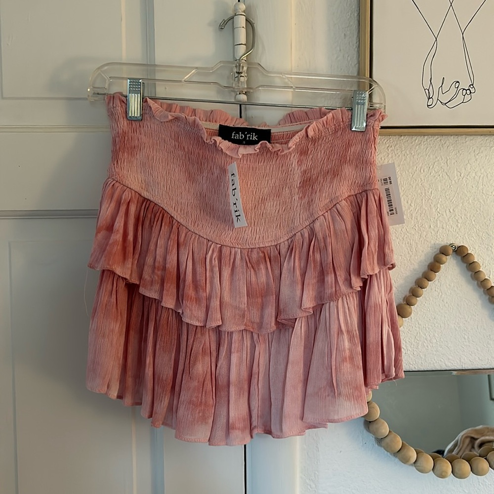Pink tie dye mini skirt